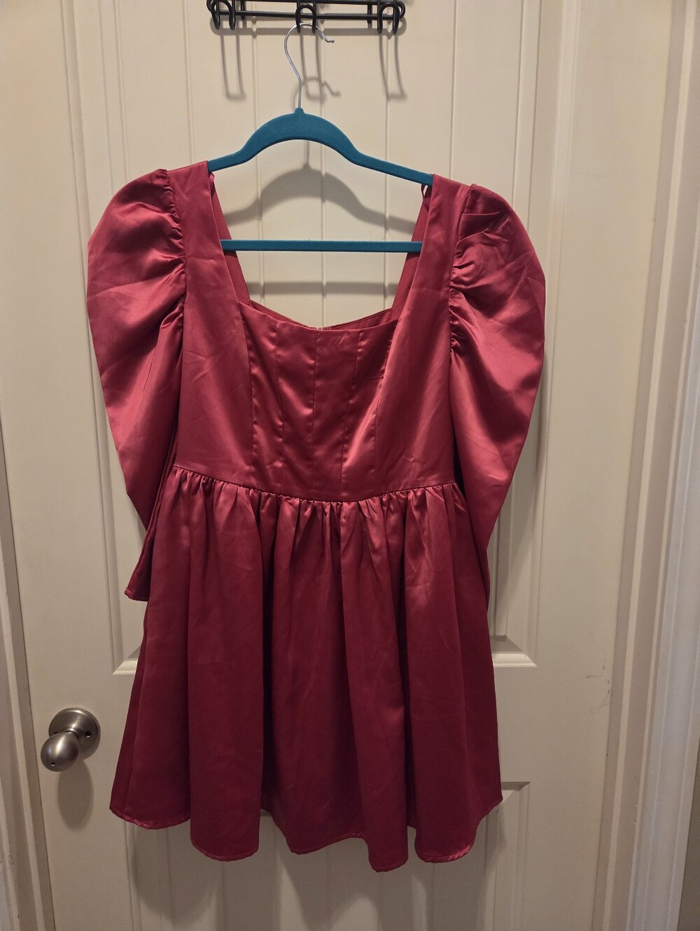 Mustard Seed Puff Sleeve Satin Dress Medium